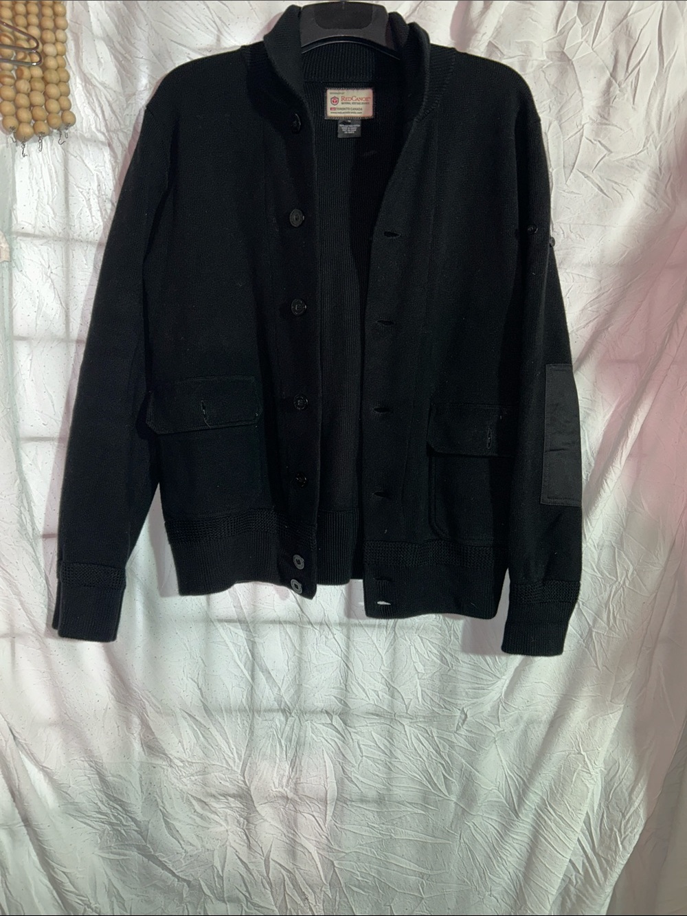 Red Canoe Black Button-Front Knit Jacket - Men's Lightweight Sweater Jacket sz m